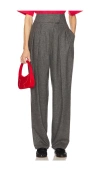 Shop Helsa The Tweed High Waisted Pleated Trouser In 炭花灰