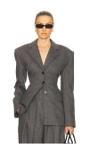 Helsa The Tweed S Curve Blazer In 炭花灰