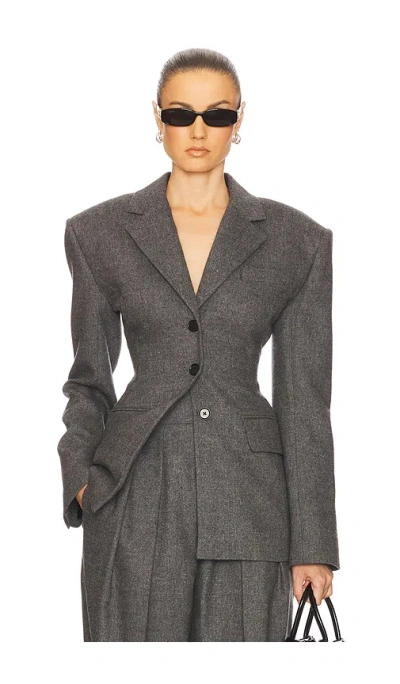 Helsa The Tweed S Curve Blazer In Charcoal Melange