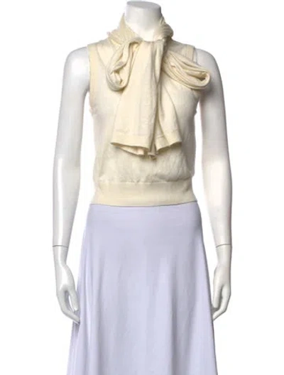 Pre-owned Helsa Tie Neck Sweater In Neutrals