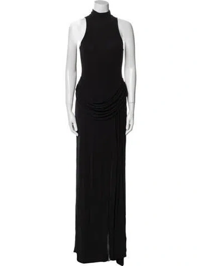 Pre-owned Helsa Turtleneck Long Dress In Black