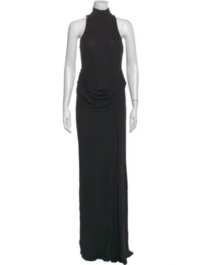 Pre-owned Helsa Turtleneck Long Dress In Black