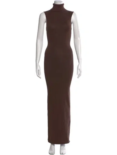 Pre-owned Helsa Turtleneck Long Dress In Brown