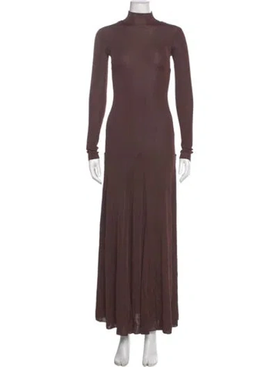 Pre-owned Helsa Turtleneck Long Dress In Brown