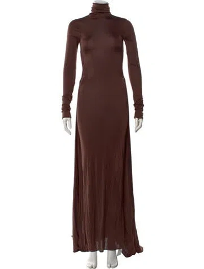Pre-owned Helsa Turtleneck Long Dress In Brown