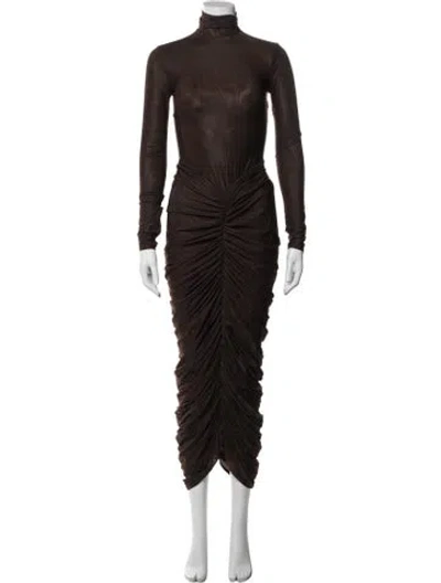 Pre-owned Helsa Turtleneck Long Dress In Brown