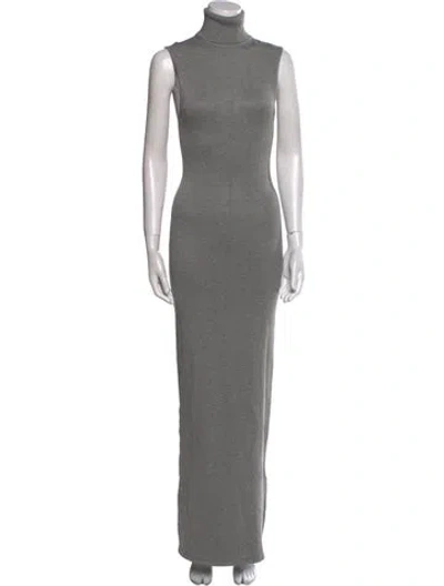 Pre-owned Helsa Turtleneck Long Dress In Gray