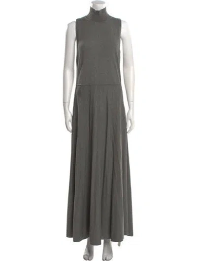 Pre-owned Helsa Turtleneck Long Dress In Gray