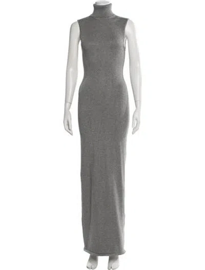 Pre-owned Helsa Turtleneck Long Dress In Gray