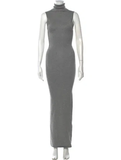 Pre-owned Helsa Turtleneck Long Dress In Grey