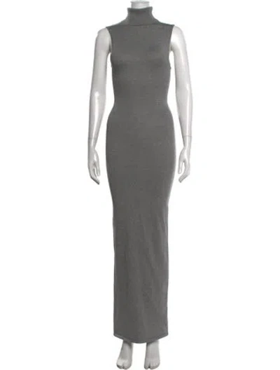 Pre-owned Helsa Turtleneck Long Dress In Grey
