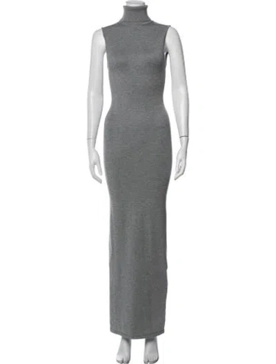 Pre-owned Helsa Turtleneck Long Dress In Grey