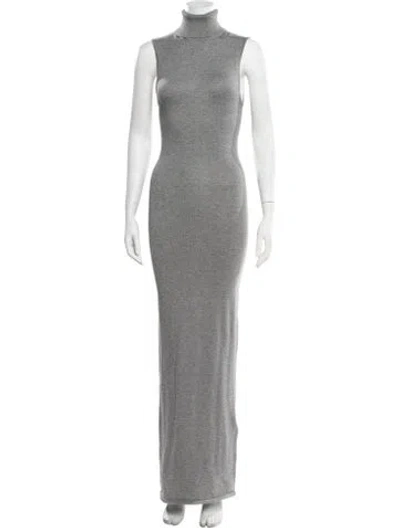 Pre-owned Helsa Turtleneck Long Dress In Grey