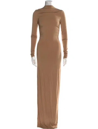 Pre-owned Helsa Turtleneck Long Dress In Neutral