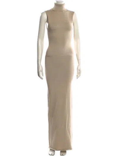 Pre-owned Helsa Turtleneck Long Dress In Neutral