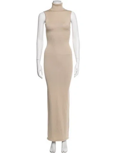 Pre-owned Helsa Turtleneck Long Dress In Neutrals