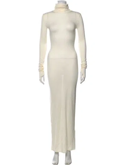 Pre-owned Helsa Turtleneck Long Dress In Neutrals