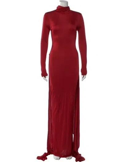 Pre-owned Helsa Turtleneck Long Dress In Red
