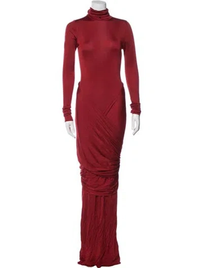 Pre-owned Helsa Turtleneck Long Dress In Red