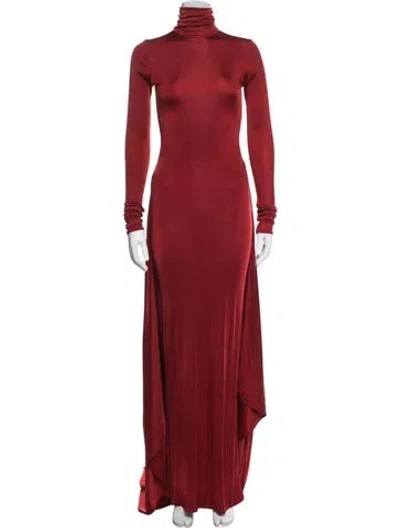 Pre-owned Helsa Turtleneck Long Dress In Red