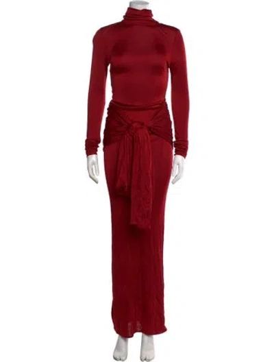 Pre-owned Helsa Turtleneck Long Dress In Red