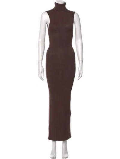 Pre-owned Helsa Turtleneck Long Dress W/ Tags In Brown