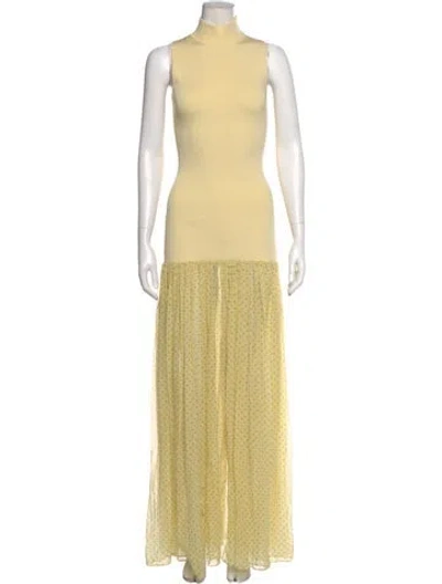 Pre-owned Helsa Turtleneck Long Dress W/ Tags In Yellow