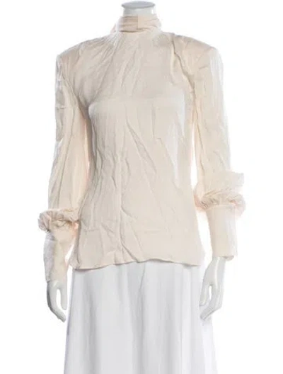 Pre-owned Helsa Turtleneck Long Sleeve Blouse W/ Tags In Neutrals