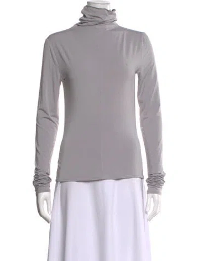 Pre-owned Helsa Turtleneck Long Sleeve Top In Gray