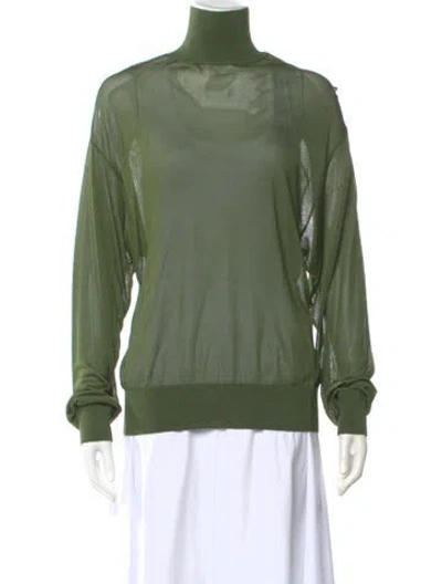 Pre-owned Helsa Turtleneck Long Sleeve Top In Green