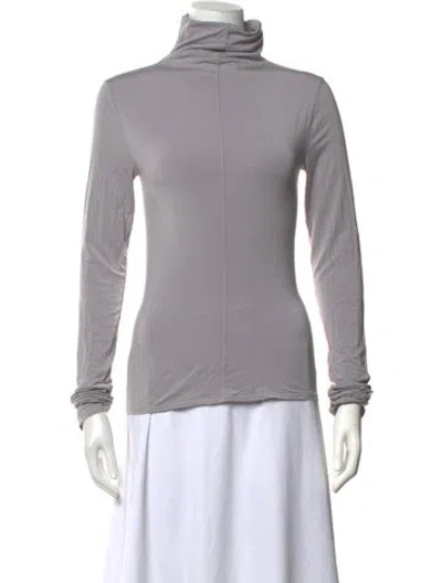 Pre-owned Helsa Turtleneck Long Sleeve Top In Grey