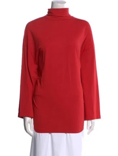 Pre-owned Helsa Turtleneck Long Sleeve Top In Red