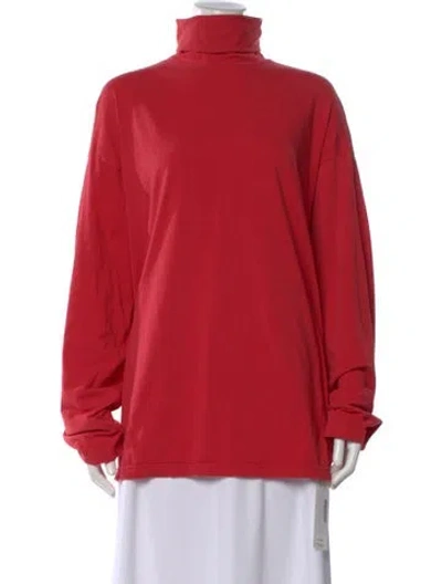 Pre-owned Helsa Turtleneck Long Sleeve Top In Red