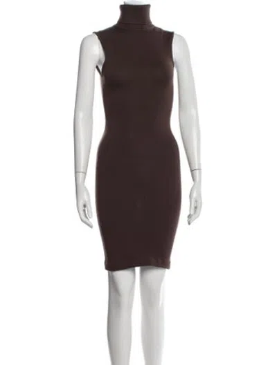 Pre-owned Helsa Turtleneck Mini Dress In Brown