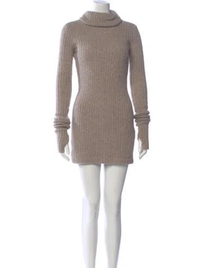 Pre-owned Helsa Turtleneck Mini Dress In Neutral
