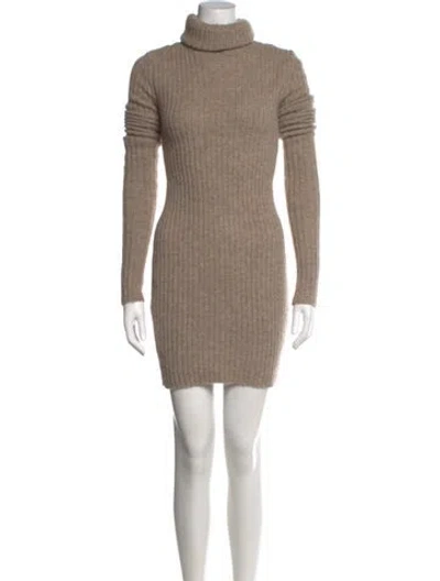 Pre-owned Helsa Turtleneck Mini Dress In Neutral
