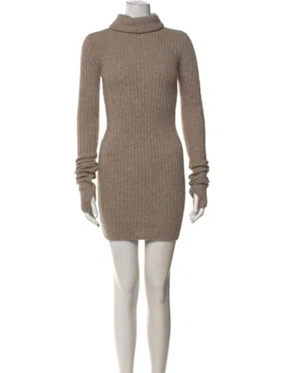 Pre-owned Helsa Turtleneck Mini Dress In Neutrals