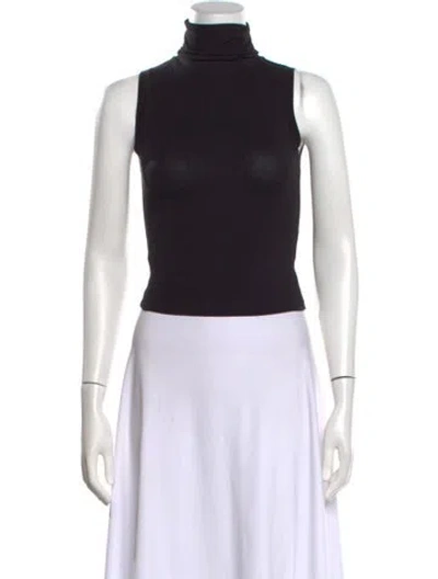 Pre-owned Helsa Turtleneck Sleeveless Top In Black