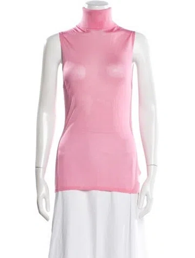 Pre-owned Helsa Turtleneck Sleeveless Top In Pink