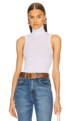 Helsa Jersey Cropped Turtleneck Tank In White