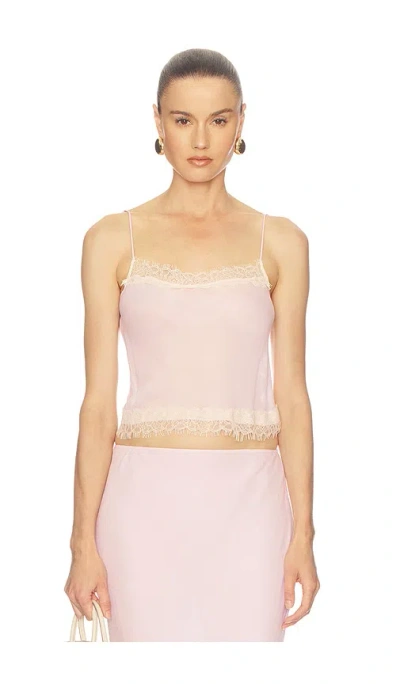 Helsa Viscose Georgette Cami With Lace In Pink