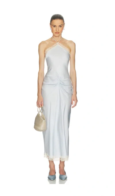 Helsa Viscose Satin Dress With Lace In White