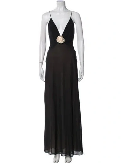 Pre-owned Helsa V-neck Long Dress In Black