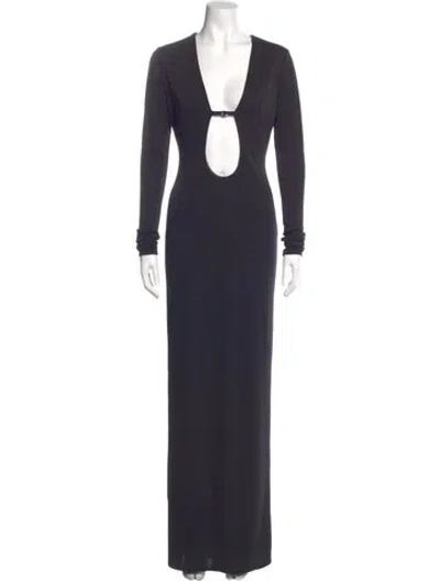 Pre-owned Helsa V-neck Long Dress In Blue