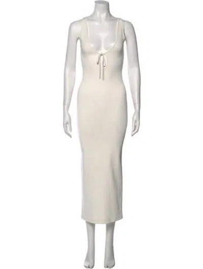 Pre-owned Helsa V-neck Long Dress In Neutral