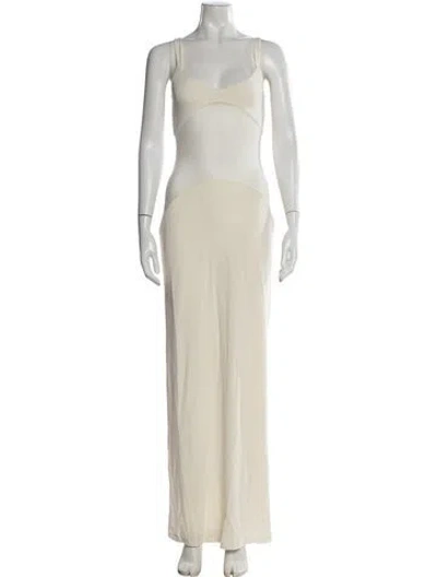 Pre-owned Helsa V-neck Long Dress In Neutral