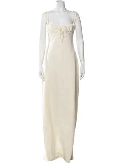 Pre-owned Helsa V-neck Long Dress In Neutrals