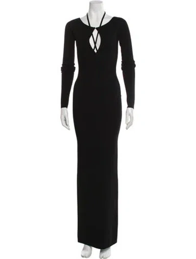 Pre-owned Helsa V-neck Long Dress W/ Tags In Black