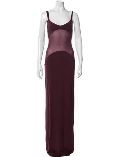 Pre-owned Helsa V-neck Long Dress W/ Tags In Burgundy