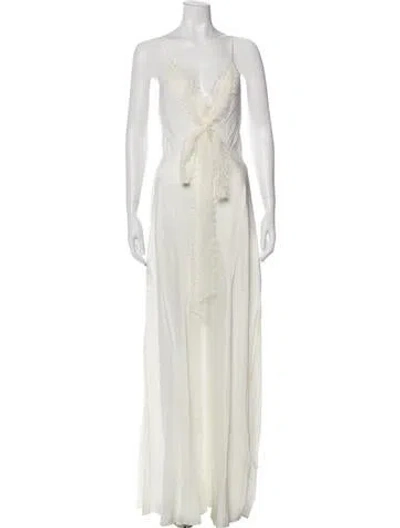 Pre-owned Helsa V-neck Long Dress W/ Tags In Neutral